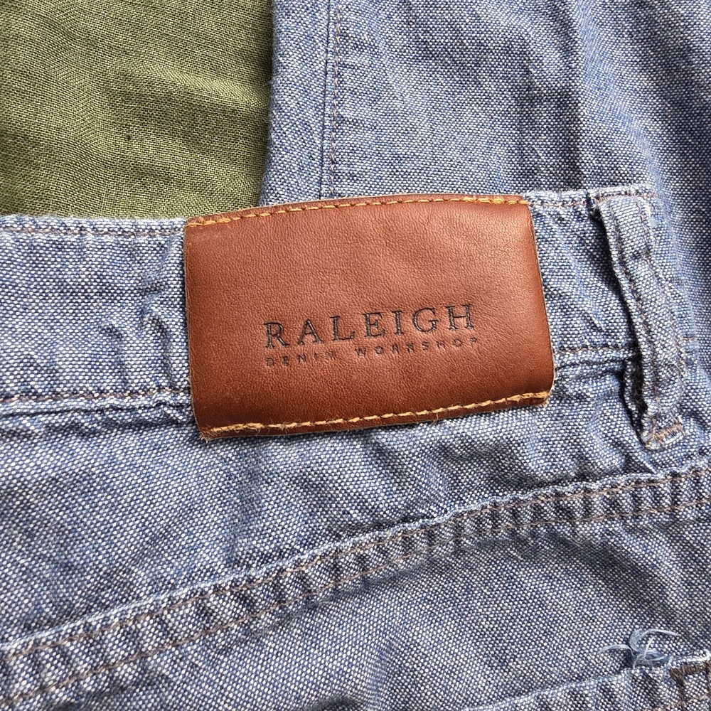 Raleigh Denim Graham Cotton Chambray Tapered Pants 32x34
